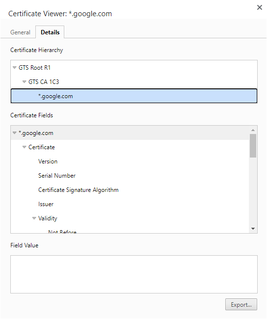 Example of Root-Certificates by Google.com