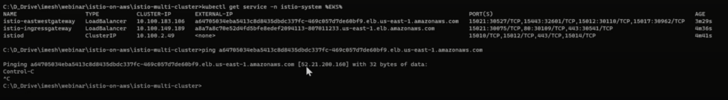 IP of Istio east-west gateway IP of Istio east-west gateway