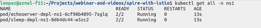 workloads running successfully